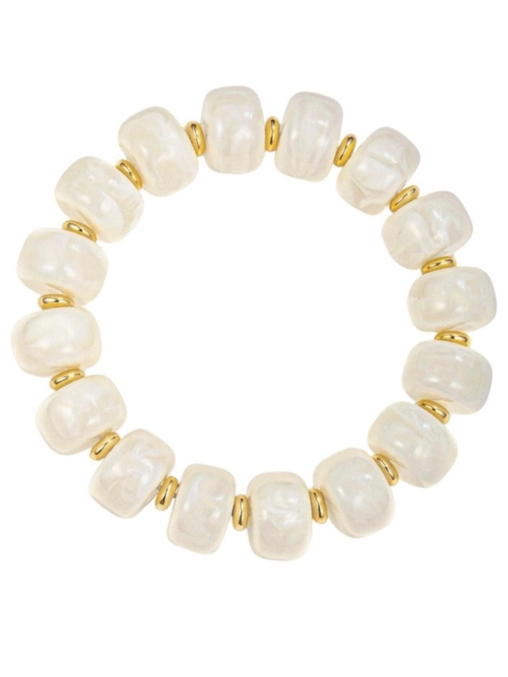 Boho Style Multicolor White/Gold Boho Chunky Beaded Strand Stretch Bracelet-NWT